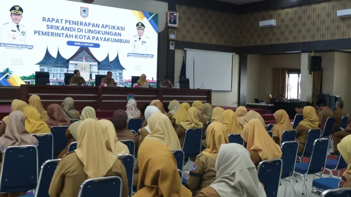 Rapat Penerapan SRIKANDI di Aula Jozrizal Zein, Balai Kota Payakumbuh, Senin (8/6/2026).