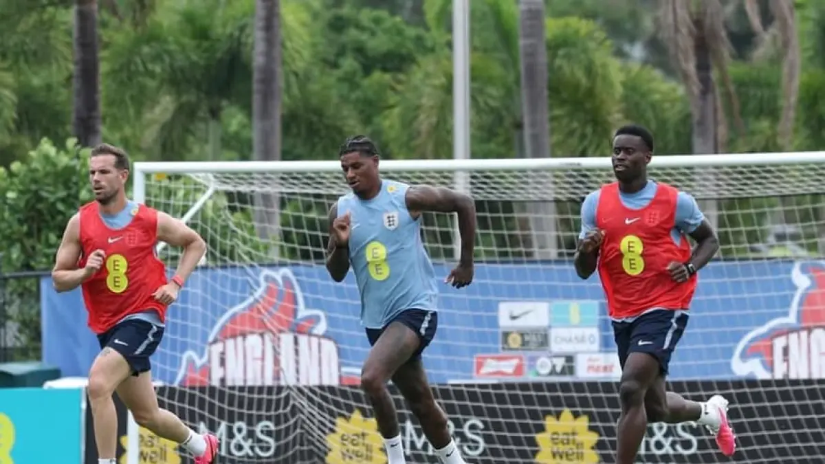 Marcus Rashford mengikuti sesi latihan Timnas Inggris jelang Piala Dunia 2026.(Foto: X @marcusrashford)