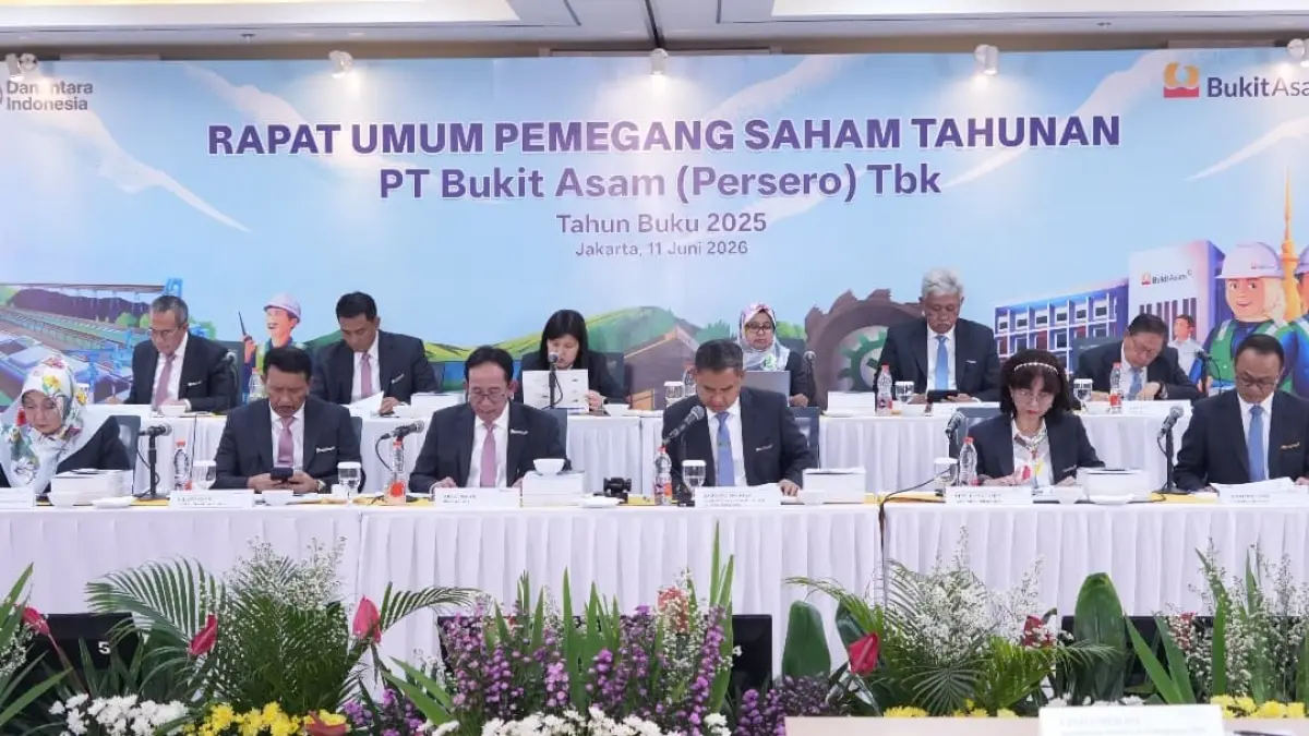 Rapat Umum Pemegang Saham Tahunan PT Bukit Asam 2025 menyetujui perubahan direksi dan komisaris.(Foto: Corcom)
