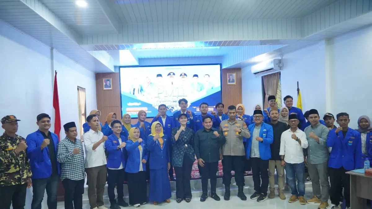 Bupati Dharmasraya Annisa Suci Ramadhani menghadiri pelantikan Pengurus Cabang PMII Dharmasraya 2026-2028. (DOKUMENTASI PEMKAB DHARMASRAYA)