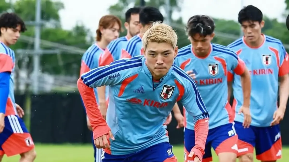 Pemain Timnas Jepang berlatih mempersiapkan laga melawan Belanda pada Grup F Piala Dunia 2026 di AT&T Stadium, Arlington, Texas, Amerika Serikat.(Foto: JFA)