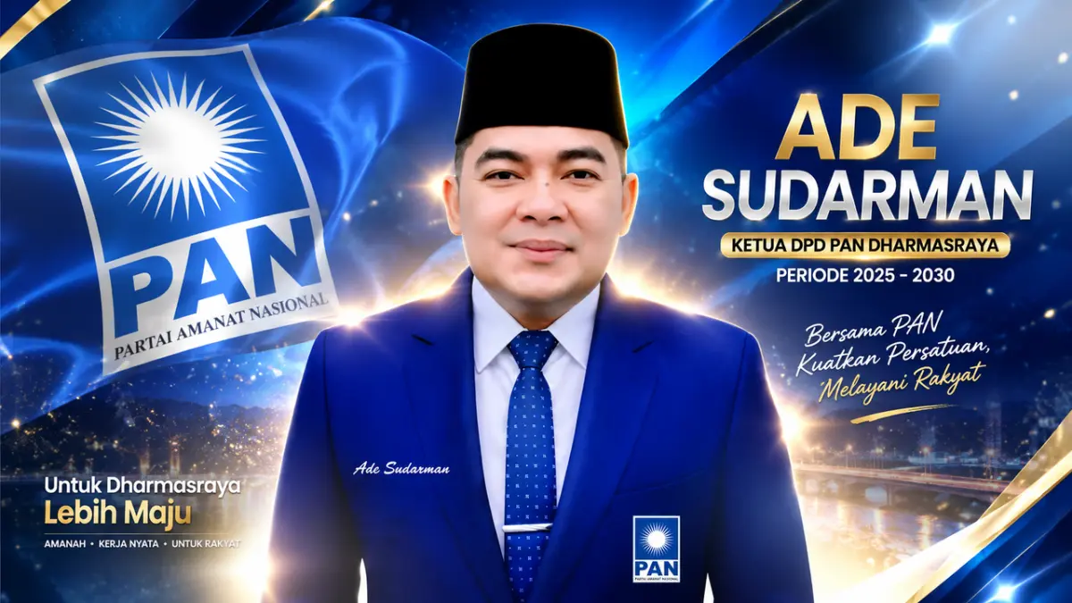 Ade Sudarman dilantik sebagai Ketua DPD PAN Dharmasraya periode 2025–2030 di Kota Padang, Minggu (14/6/2026).