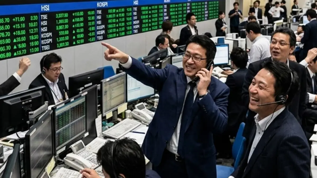Pasar saham Asia menunjukkan penguatan indeks setelah diumumkannya kesepakatan gencatan senjata antara Amerika Serikat dan Iran. (Foto ilustrasi AI)
