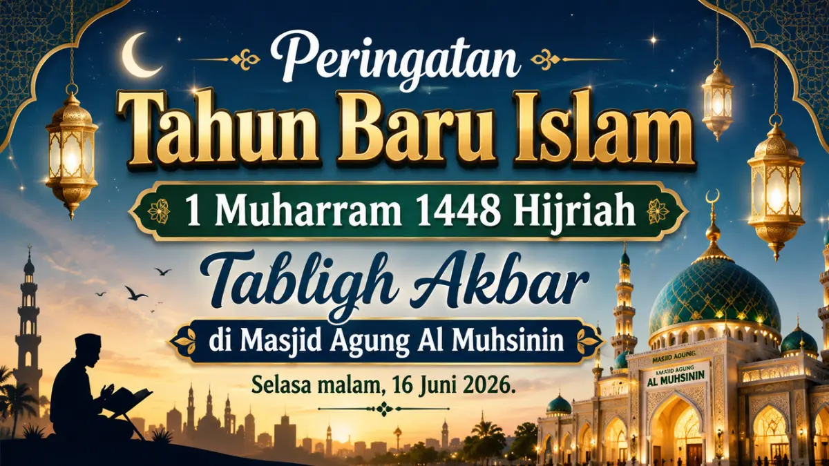 Wali Kota Solok Ramadhani Kirana Putra mengajak masyarakat menghadiri Tabligh Akbar 1 Muharram 1448 H di Masjid Agung Al Muhsinin yang dirangkaikan dengan peluncuran sistem Kas Umum Daerah berbasis syariah penuh.&nbsp;