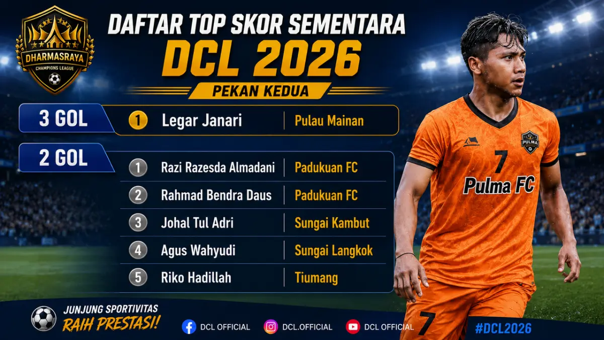 Legar Janari pemain penyerang Pulma FC masih memimpin top skor DCL 2026 hingga putaran kedua. 
