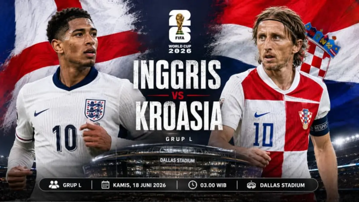 Inggris vs Kroasia di laga pembuka Grup L Piala Dunia 2026. Luka Modric (kanan) waspadai ancaman Jude Bellingham.