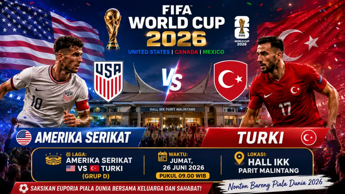 Catat agenda nontong bareng (nobar) Piala Dunia FIFA 2026 di Hall IKK Parikmalintang, Padangpariaman.