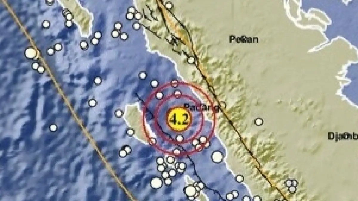 Gempa magnitudo 4,2 guncang Pariaman hari ini, Sabtu (20/6/2026). (BMKG Padangpanjang)