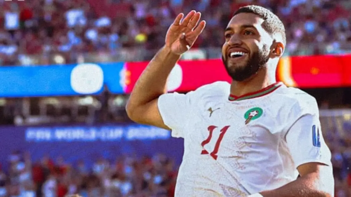 Ismael Saibari merayakan gol tercepat Piala Dunia 2026 saat membawa Maroko menang 1-0 atas Skotlandia di Grup C. (Foto: X @CAF_Online)