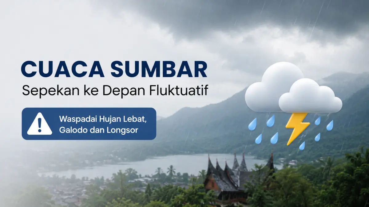 BMKG Minangkabau memperingatkan cuaca Sumbar masih fluktuatif sepekan ke depan. Wisatawan diminta waspada galodo, longsor, dan angin kencang.