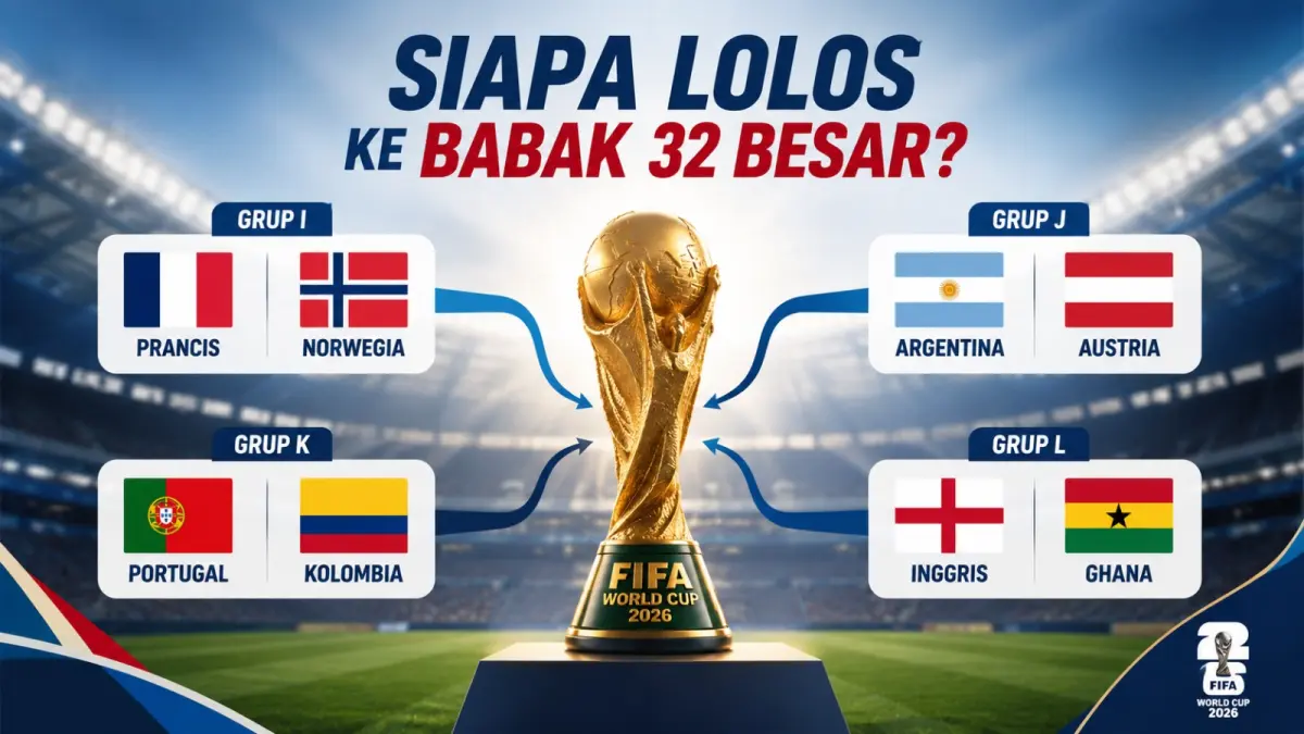 Persaingan Grup I, J, K, dan L Piala Dunia 2026 mulai mengerucut. Prancis, Argentina, Portugal, dan Inggris berpeluang lolos.