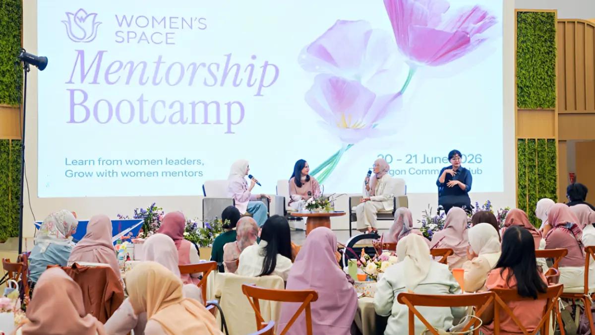 Peserta Women’s Space Mentorship Program 2026 mengikuti sesi diskusi bersama mentor perempuan lintas sektor di Jakarta, Minggu (21/6/2026).