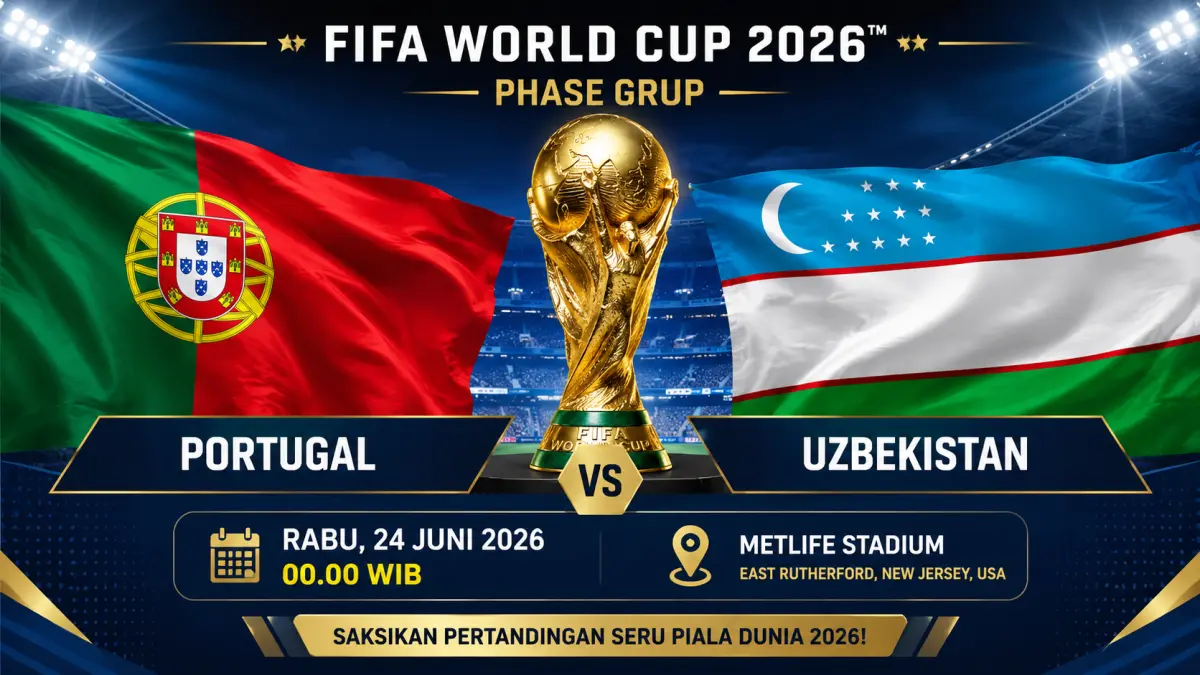 Saksikan keseruan pertandingan Piala Dunia 2026 Grup K antara Portugal vs Uzbekistan live di TVRI.