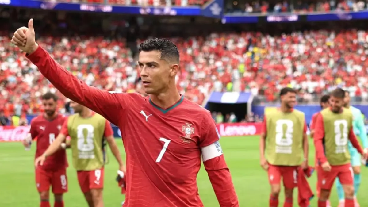 Cristiano Ronaldo merayakan gol saat membawa Portugal menang 5-0 atas Uzbekistan pada Piala Dunia 2026 dan memecahkan rekor bersejarah.(Foto: FIFA)