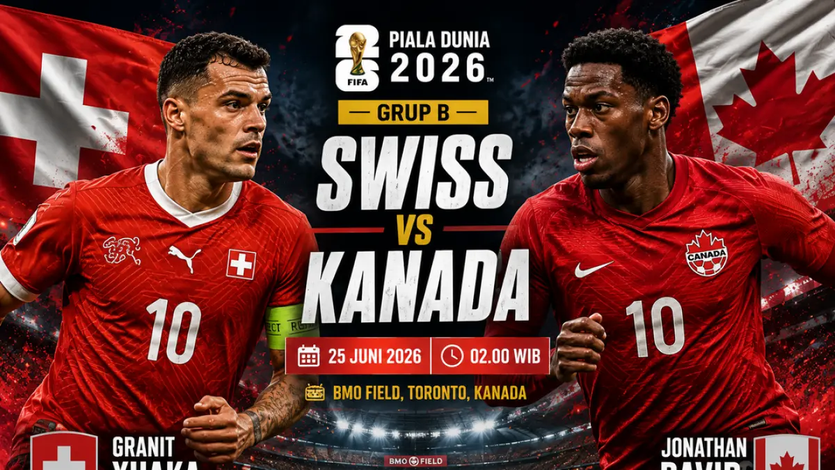 Swiss vs Kanada: Granit Xhaka tantang Jonathan David di laga krusial Grup B. (AI)
