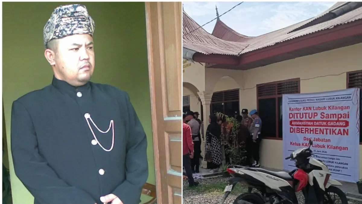 Armansyah Datuak Gadang (kiri), dan aksi demo Kamis (25/6/2026).