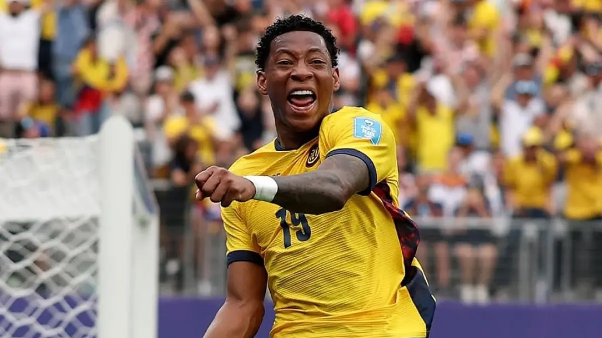 Gonzalo Plata merayakan gol kemenangan Ekuador ke gawang Jerman pada laga Grup E Piala Dunia 2026 yang memastikan tiket ke babak 32 besar.(Foto: IG @latriecu)