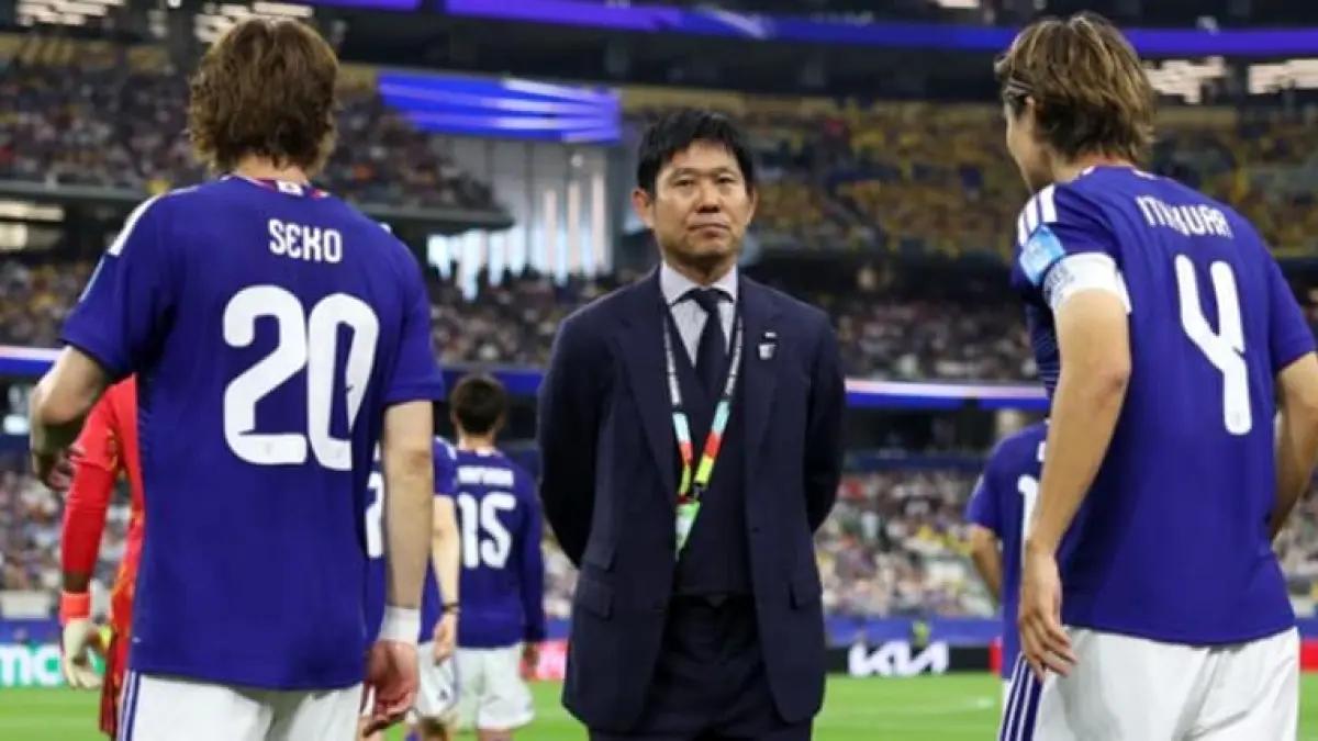 Pelatih Jepang Hajime Moriyasu saat mendampingi timnya di Piala Dunia 2026.(Foto: FIFA)