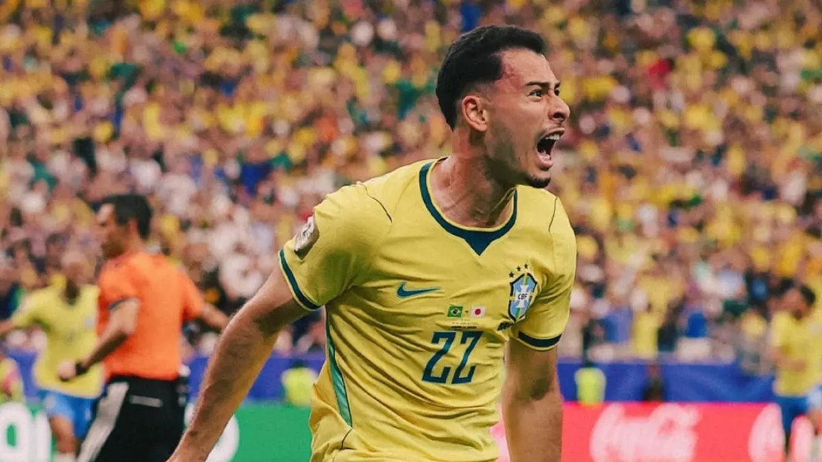 Gabriel Martinelli merayakan gol kemenangan Brasil ke gawang Jepang pada Babak 32 Besar Piala Dunia 2026 di Houston Stadium.(Foto: IG @arsenal)
