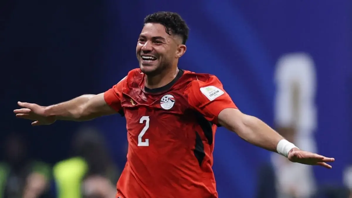 Yasser Ibrahim merayakan gol sundulannya yang membawa Mesir unggul 1-0 atas Argentina pada babak 16 besar Piala Dunia 2026 di Atlanta Stadium.(Foto: FIFA)