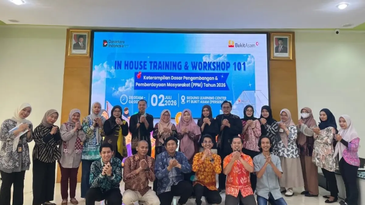 Peserta In-House Training PTBA mengikuti pelatihan Program Pengembangan dan Pemberdayaan Masyarakat (PPM) di Tanjung Enim untuk memperkuat kompetensi penyusunan program berbasis ESG dan SDGs.(Foto: Corcom)