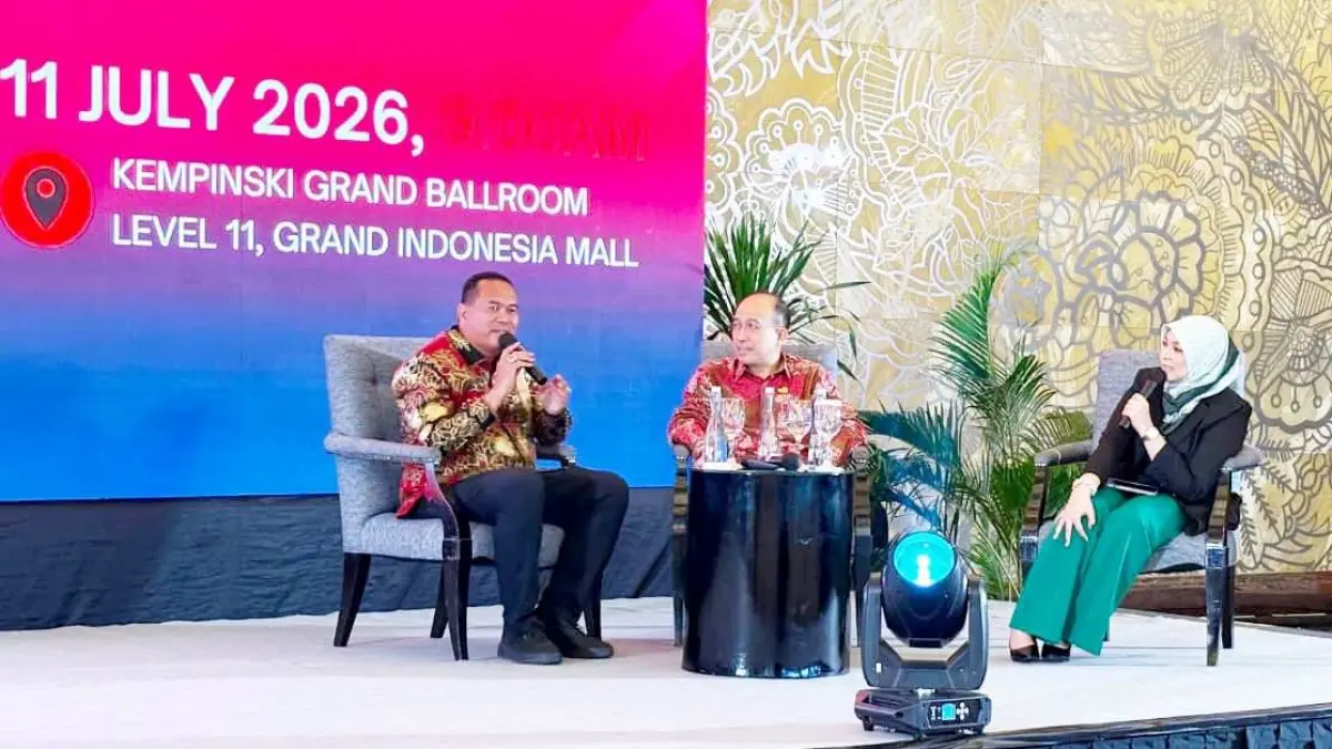 Wali Kota Pariaman Yota Balad tampil sebagai pembicara dalam International Education Forum 2026 di Kempinski Grand Ballroom, Jakarta, Sabtu (11/7/2026).