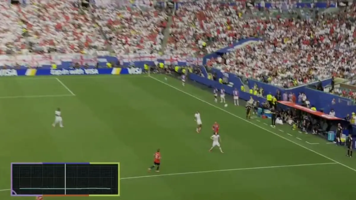 FIFA merilis rekaman video Connected Ball yang menunjukkan tidak ada detak sensor saat bola melintas di dekat kabel sebelum gol Jude Bellingham ke gawang Norwegia.(Foto screenshot video di X @fifamedia)