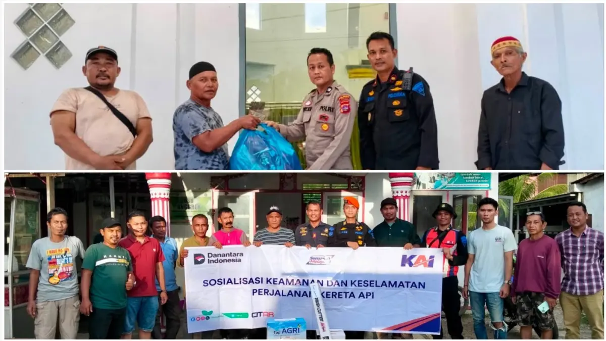 KAI Divre II Sumbar terus mengintensifkan edukasi keselamatan di perlintasan sebidang serta menyalurkan bantuan TJSL kepada masyarakat di sekitar jalur operasional kereta api. (Dok. KAI Divre II Sumbar)