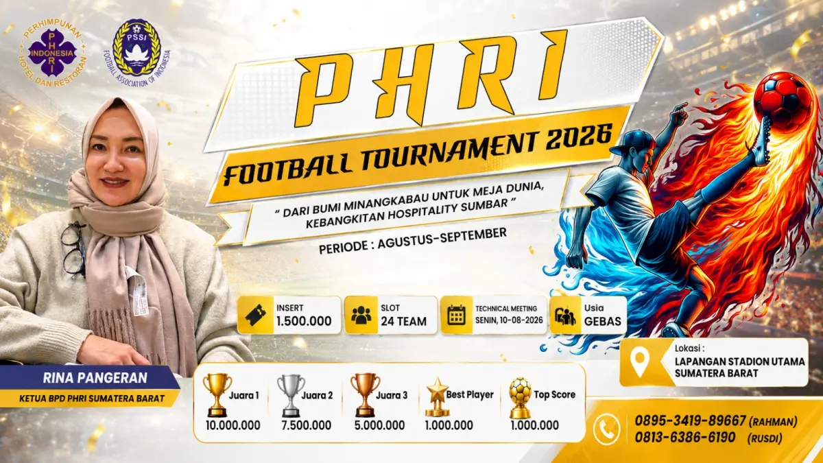 PHRI Sumbar menggelar Musda bernuansa festival pada 30 September-1 Oktober 2026 untuk mendorong kebangkitan industri hospitality dan pariwisata.