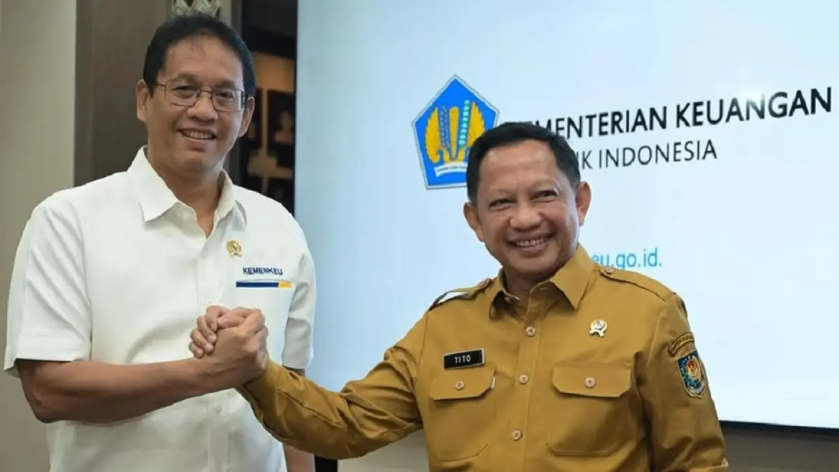 Ketua Satgas PRR Pascabencana Sumatera Muhammad Tito Karnavian bertemu Menteri Keuangan Purbaya Yudhi Sadewa di Kantor Kementerian Keuangan, Jakarta, Senin (27/7/2026), untuk membahas percepatan persetujuan anggaran program prioritas pemulihan di Aceh, Sumatera Utara, dan Sumatera Barat.