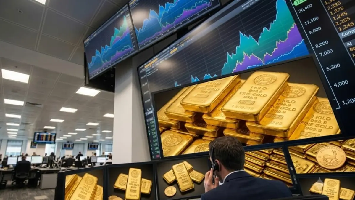 Grafik harga emas dunia menguat setelah The Fed mempertahankan suku bunga, sementara pasar mencermati prospek inflasi Amerika Serikat.(Foto ilustrasi AI)