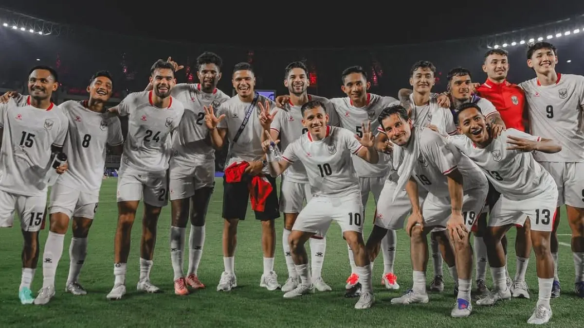 Pemain Timnas Indonesia merayakan kemenangan 5-1 atas Kamboja pada laga Grup A ASEAN Hyundai Cup 2026. (Foto: Instagram @_Mitchell.Baker)