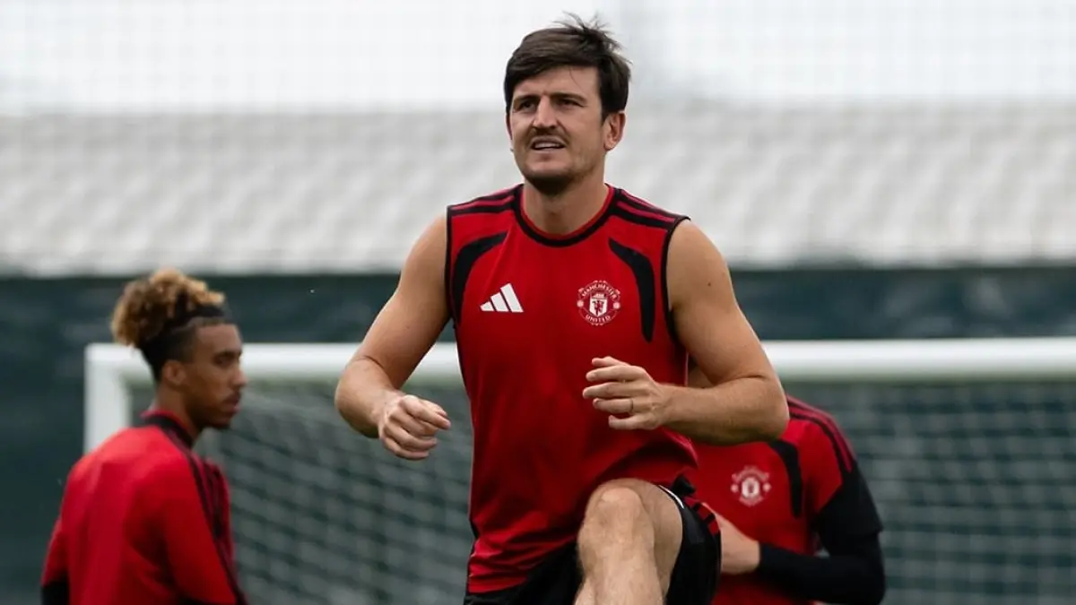 Harry Maguire menjalani latihan bersama Manchester United jelang pertandingan pramusim kontra Atletico Madrid.(Foto: Instagram @manutd)
