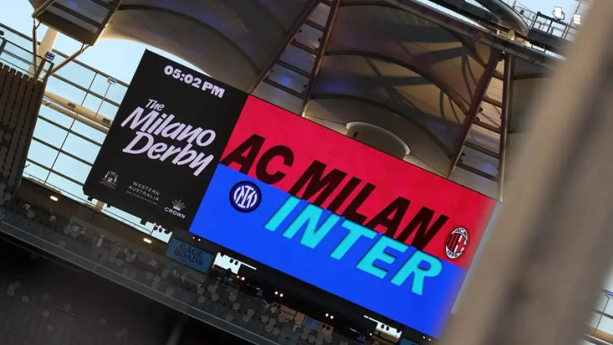 AC Milan dan Inter Milan berhadapan dalam Derby della Madonnina di Optus Stadium, Perth, Australia, Rabu (5/8/2026) pukul 18.00 WIB.(Foto: acmilan.com)