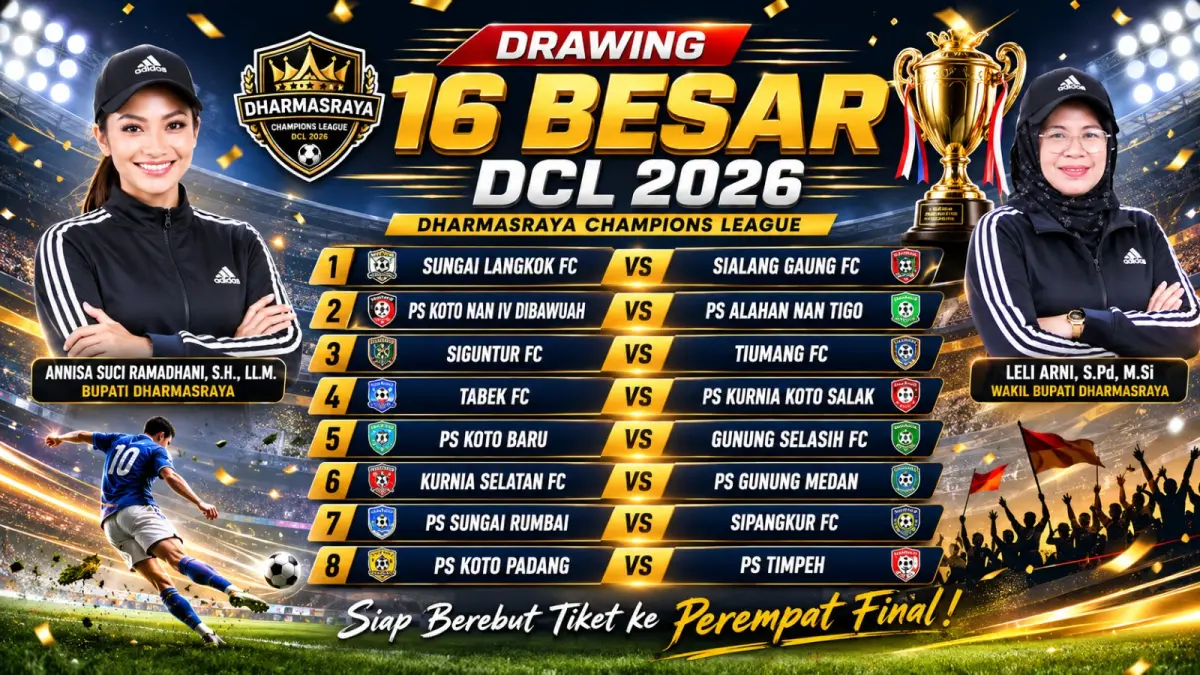 Babak gugur DCL 2026 dijadwalkan mulai September 2026 di Sport Center Koto Padang, Koto Baru, Dharmasraya.