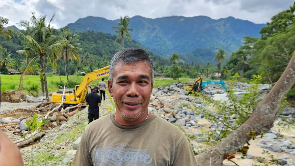 Ketua RT 02 RW 06 Kelurahan Kuranji, Ardi Nansyah Putra Antoni, menyampaikan kondisi kawasan yang terdampak luapan Sungai Batang Guo, Rabu (5/8/2026).