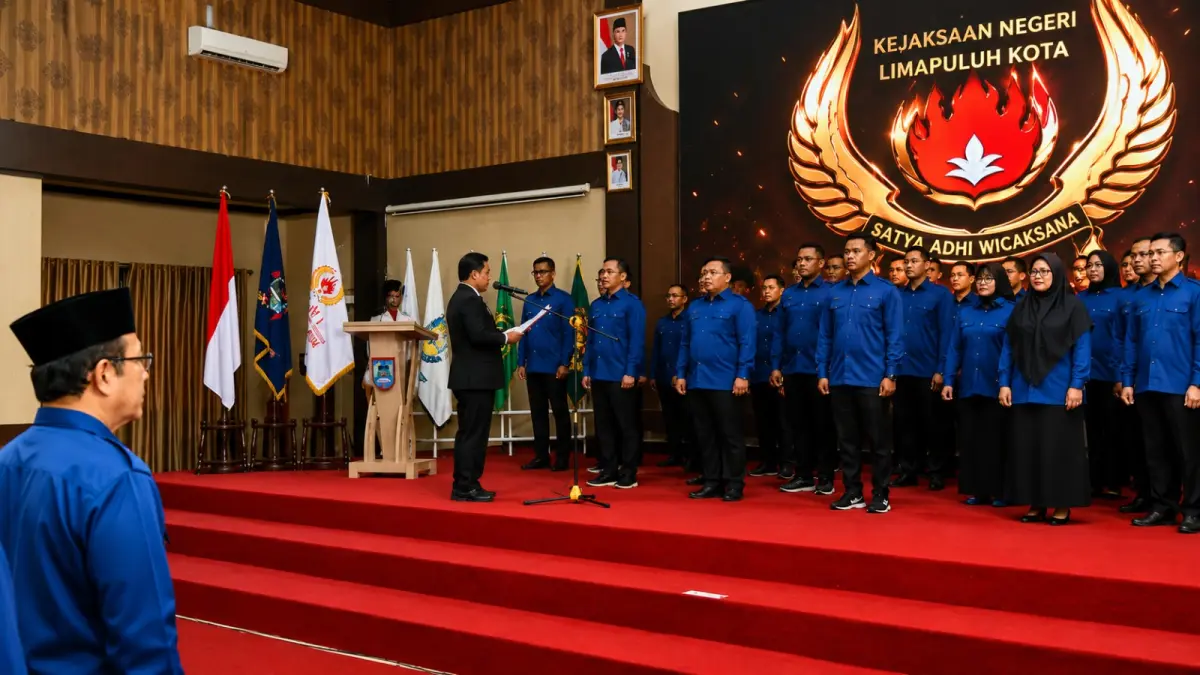 Ketua KONI Sumbar, Hamdanus, melantik Pengurus KONI Kota Payakumbuh masa bakti 2026–2030 di Aula Pertemuan Josrizal Zain, Lantai III Balai Kota Payakumbuh, Kamis (6/8/2026), disaksikan Wako Payakumbuh, Zulmaeta.