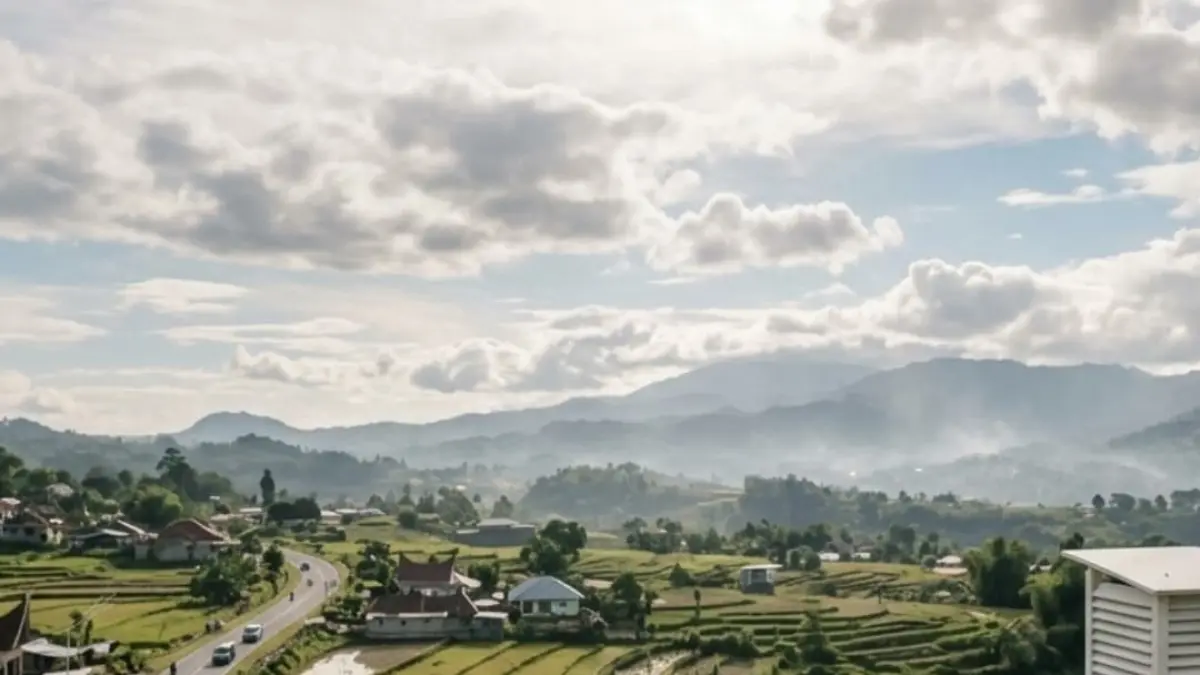 BMKG memprakirakan cuaca Sumbar 7–9 Agustus 2026 didominasi cerah berawan. Hujan ringan berpotensi terjadi di sejumlah wilayah. (Foto ilustrasi AI)