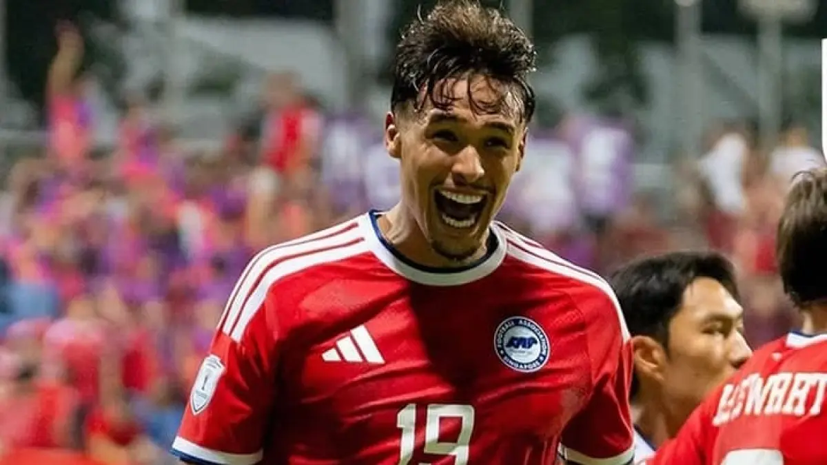 Ilhan Fandi merayakan gol penyeimbang saat Singapura bermain imbang 1-1 melawan Indonesia dan lolos ke semifinal ASEAN Hyundai Cup 2026.(Foto: Instagram @aseanutdfc_id)