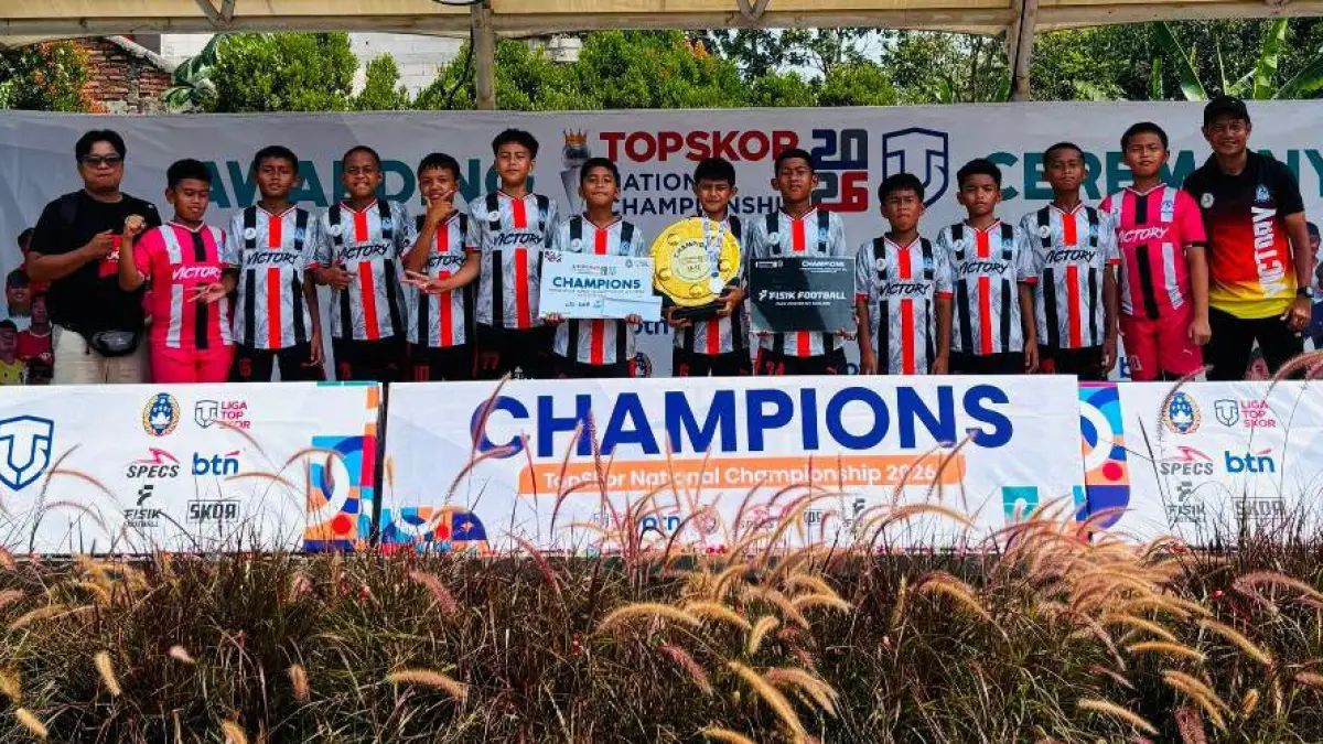 Victory FS Payakumbuh menjadi juara Liga TopSkor Nasional U-12 2026 setelah mengalahkan Indonesia Muda Purwokerto 3-0 di final.