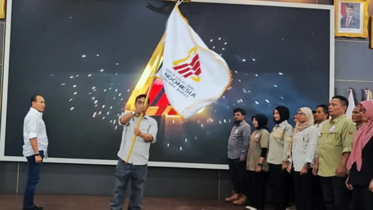 Pengurus FPTI Sumatera Barat 2026-2030 yang dipimpin M Zuhrizul resmi dilantik dan dikukuhkan di Gedung Auditorium Gubernur Sumatera Barat, Sabtu (8/8/2026).(Foto: Randi/Padek)