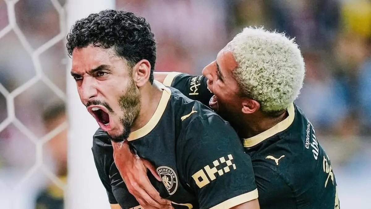 Omar Marmoush mencetak dua gol saat Manchester City menang 3-1 atas Atletico Madrid di Seoul World Cup Stadium. (Foto: Instagram @mancity)