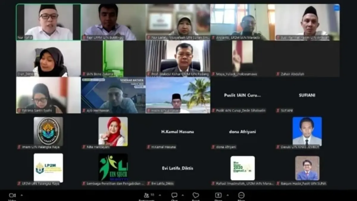 Sosialisasi pendataan dan hilirisasi hasil riset penelitian dan PKM PTKIN oleh Kementerian Agama secara daring. (Foto: Humas UIN Imam Bonjol)