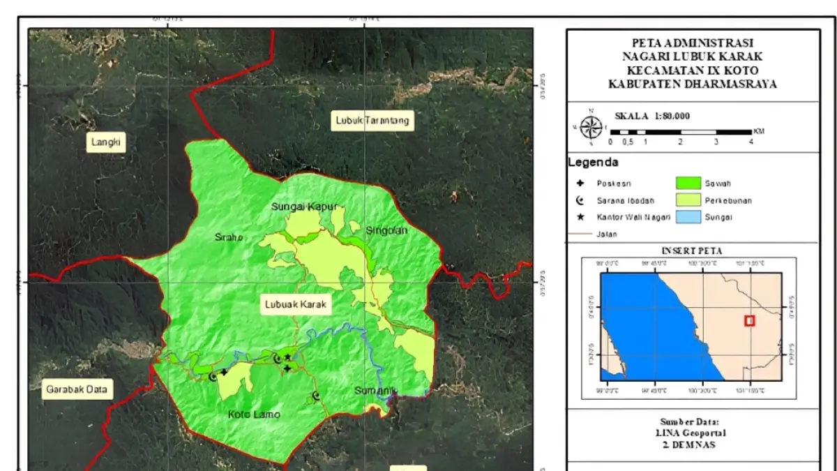 Mahasiswa KKN UNP 2026 memetakan Nagari Lubuk Karak dengan peta fisik dan digital untuk mendukung pembangunan, ekowisata, serta mitigasi banjir.