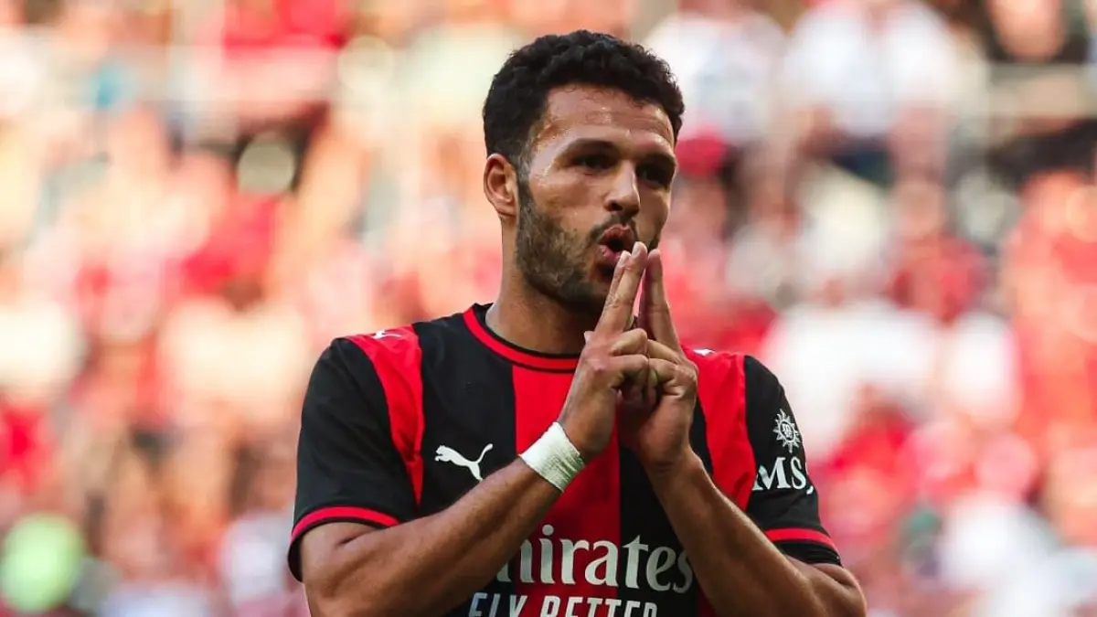 Goncalo Ramos mencetak gol untuk AC Milan saat menang 4-2 atas Manchester United pada laga pramusim di Wroclaw. (Foto: Instagram @acmilan)