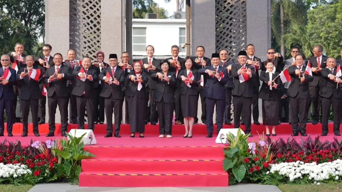 Peluncuran Respons Kebijakan Sistem Pembayaran oleh Bank Indonesia, asosiasi dan industri sistem pembayaran, di Bank Indonesia di Jakarta (17/8). (Humas BI)