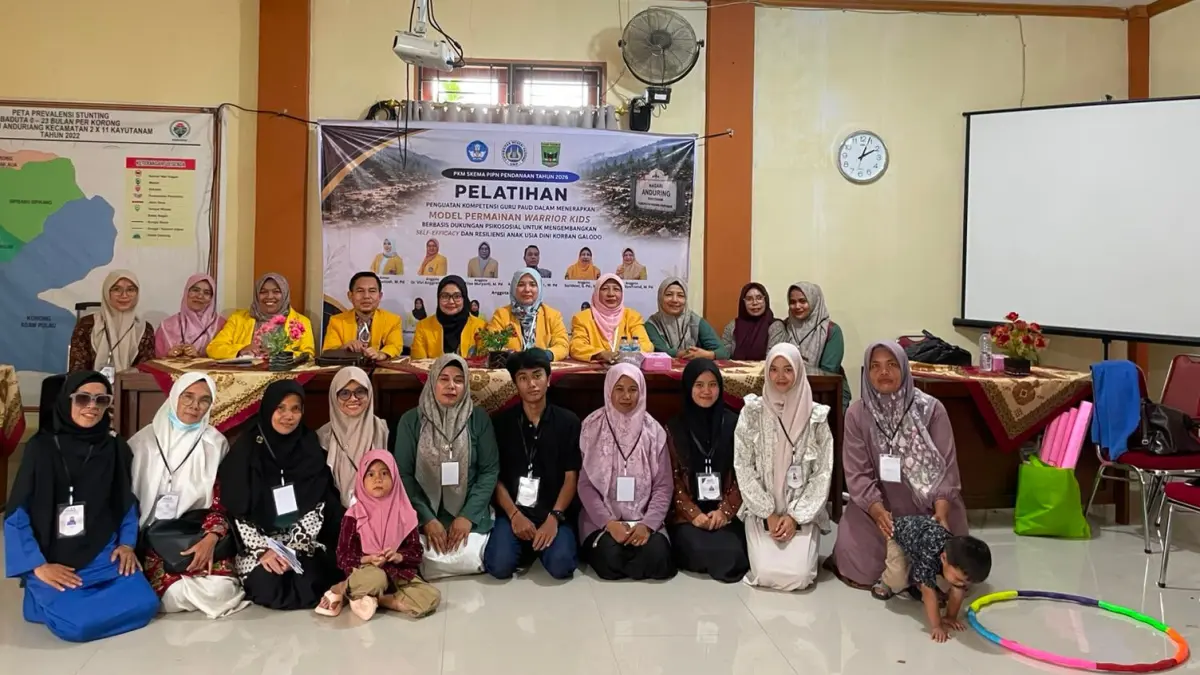 Guru PAUD HIMPAUDI dan IGTK Nagari Anduriang mengikuti pelatihan Warrior Kids berbasis dukungan psikososial, Sabtu (15/8/2026).