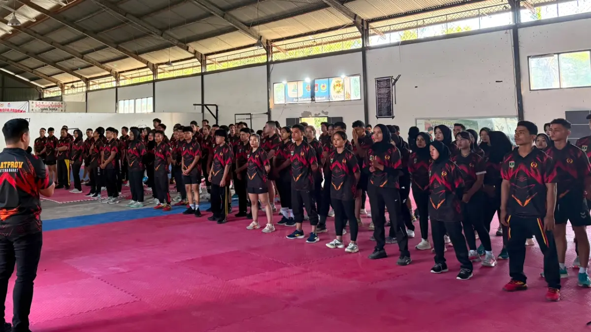 Sebanyak 161 atlet Pelatprov Sumbar menjalani tes fisik kedua di GOR Beladiri, Sabtu (22/8/2026), sebagai bagian evaluasi menuju PON NTB-NTT 2028.