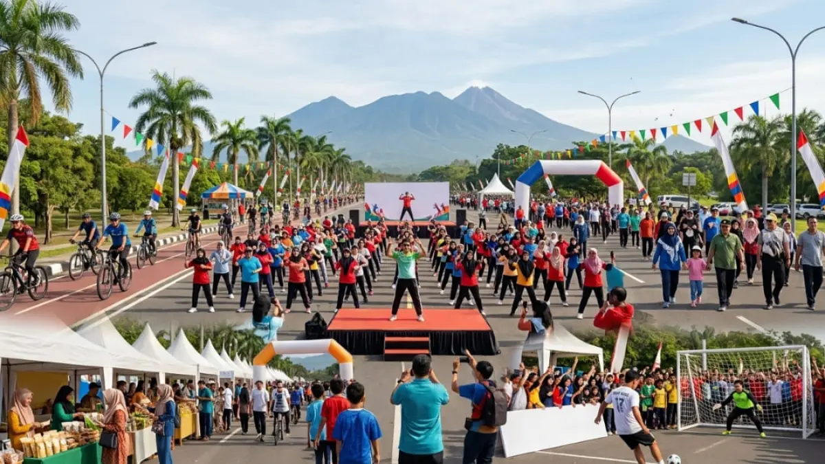 CFD Padangpariaman 30 Agustus 2026 hadirkan senam, sepeda, jalan santai, bazar UMKM, serta game penalti berhadiah doorprize. (Foto ilustrasi AI)