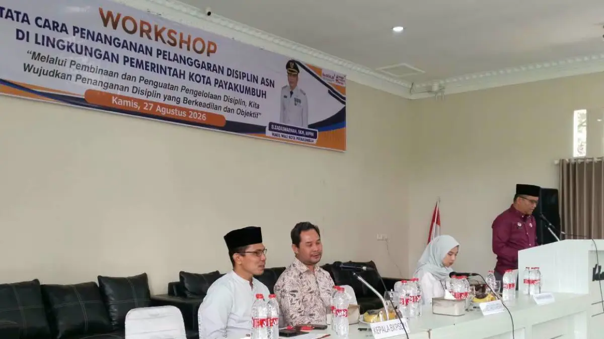 Workshop Tata Cara Penanganan Pelanggaran Disiplin ASN di Ballroom Hotel Kolivera 3, Kamis (27/8/2026).